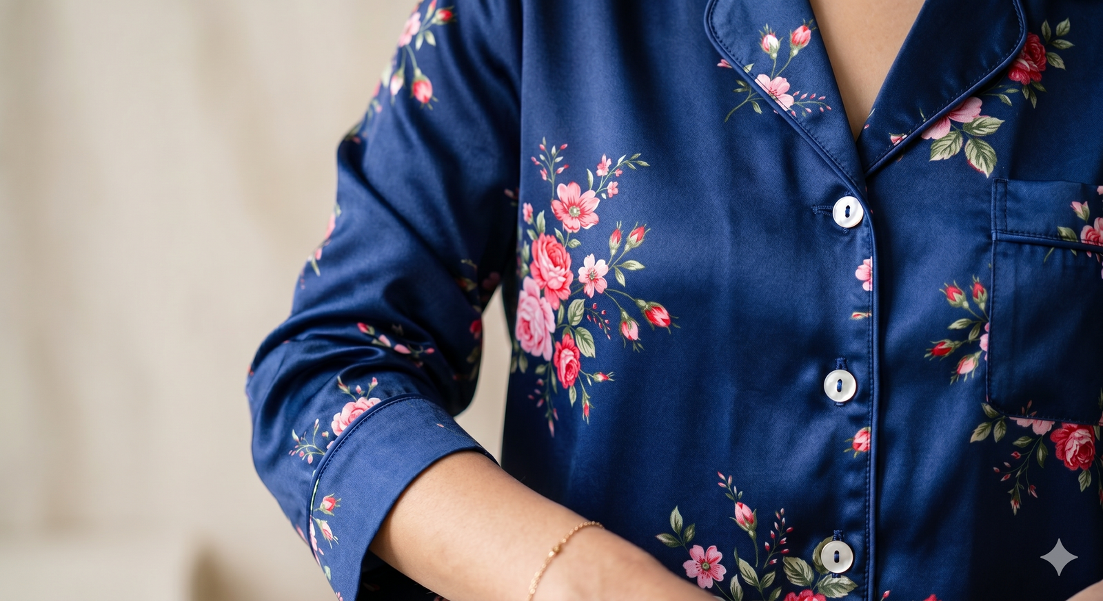DREAMDHARA Women Flower Print Night Suit - Blue
